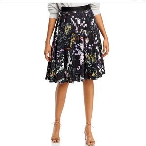 3.1 Phillip Lim Womens Black Floral Pleated Knee-Length A-Line Skirt Size XS
